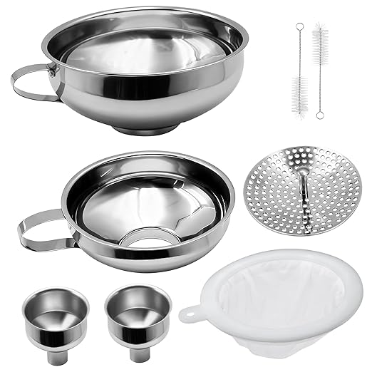 6 Pack Stainless Steel Canning Funnel for Filling Mason Jar with Mesh Strainer, Wide & Narrow Mouth Funnels for Kitchen Use, Filling Bottles & Dry Ingredients, Kitchen Gadgets Canning Supplies Kit by Unknown