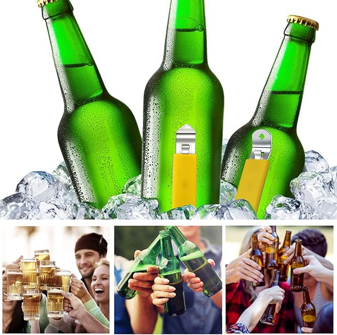 3 Pieces Magnetic Bottle Openers Can Opener Classic Beer Opener Stainless Steel Small Bottle Opener Can Tapper with Magnet for Camping and Traveling HANCELANT (Yellow)4.52 X 0.87 X 0.79 inches - Image 6