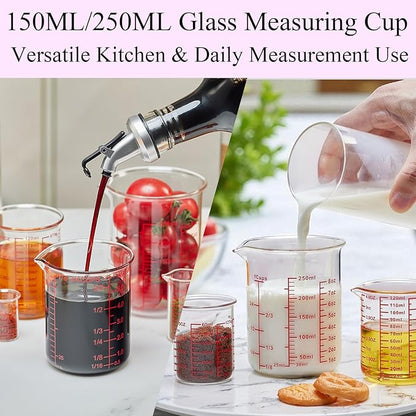 Ackers 7-Piece Glass Measuring Cup Set, Borosilicate Beaker Style Nesting Liquid Measuring Cups - Image 7