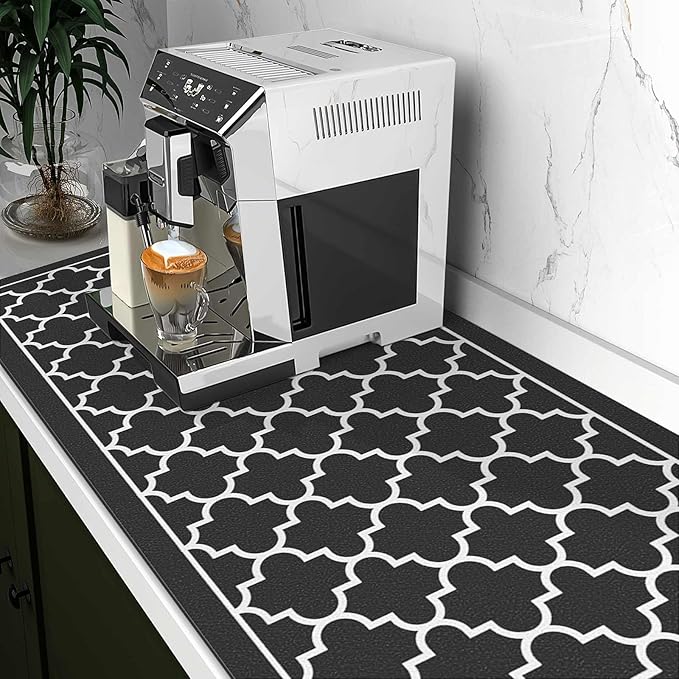 WISELIFE Dish Drying Mat Super Absorbent Drying Mat Large Dish Drying Mats for Kitchen Counter Easy Clean Dish Mat Kitchen Drying Mat18"x 36" Stylish Black - Image 2