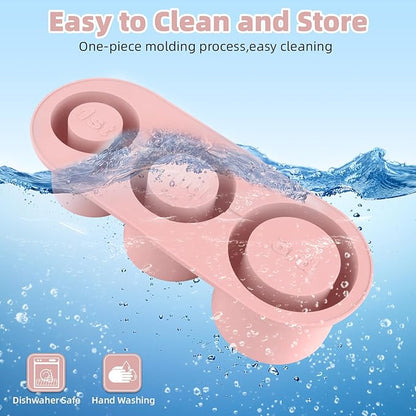 Tcamp Ice Cube Tray for 30 oz Tumbler Cup Ice Mold, 3 Pcs Silicone Hollow Cylinder Ice Tray with Lid and Bin for Freezer, Ice Drink, Juice, Whiskey, Cocktail (Pink)