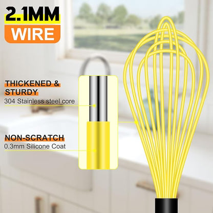 HOTEC 4 Pieces Silicone Whisks Set, Wire Balloon Whisks Egg Beater, Non-slip Handle Whisk for Non-stick Cookware Perfect for Cooking, Stirring, Beating and Blending (Multicolor) - Image 3