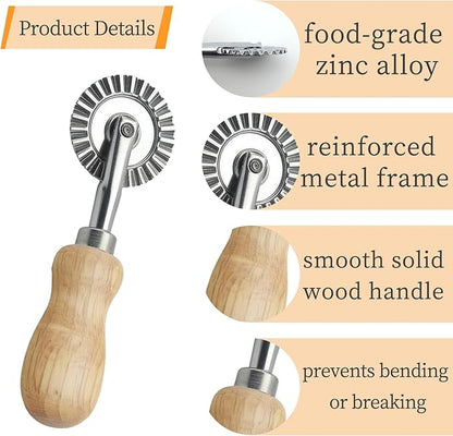 Fluted Pastry Wheel Cutter, 1.5 Inch Pasta Cutter Wheel for Ravioli, Pie Crust & Dough, Pastry Crimper and Pasta Wheel Cutter Tool for Baking, Home Kitchen Use