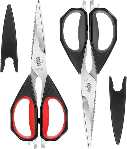 LIVINGO Kitchen Scissors, 2 Pack 9.25" Utility All Purpose Poultry Shears Heavy Duty Dishwasher Safe, Come Apart Sharp Stainless Steel Cooking Food Scissors for Cutting Meat, Chicken, Vegetable, Fish by LIVINGO