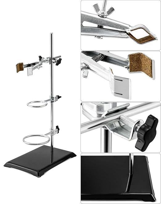 QWORK 1000ml Heavy Wall Conical Separating Funnel with 24/29 Fitting and PTFE Stopcock + Laboratory Distillation Support Rack for Titration Extraction