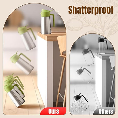 PARACITY Oil Dispenser Bottle with Stainless Steel Shell & Ceramic Sprayed Interior, 2 in 1 Olive Oil Sprayer and Dispenser, Oil Spray Bottle for Cooking, Kitchen, BBQ, Air Fryer, Salad, Baking(Green) - Image 4
