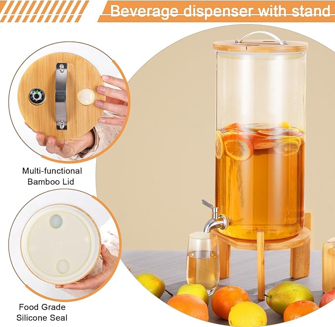Beverage Dispenser,2.9 Gallon Glass Drink Dispenser with Stand,Glass water dispenser with Spigot, Large Drink Dispensers for Parties,Water Dispensers for Bar,Wedding,Restaurants 11L - Image 3
