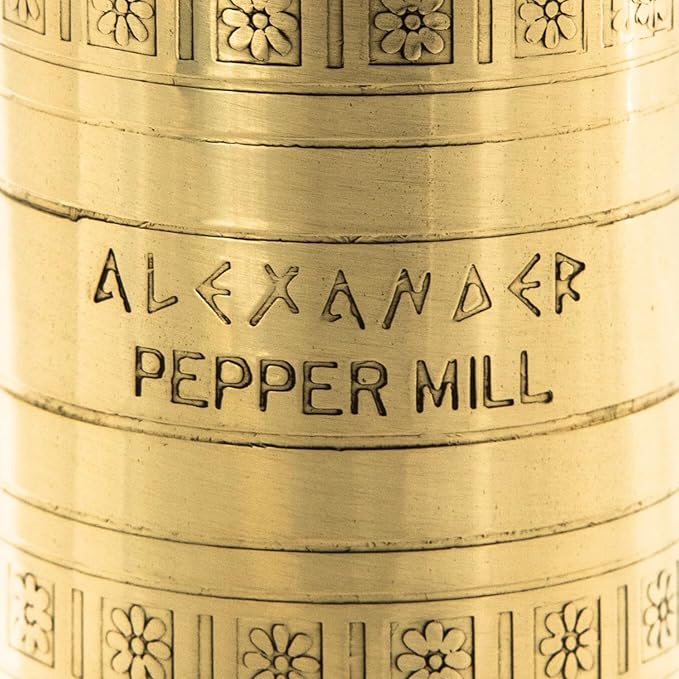 Alexander Home Original Greek Pepper Mill, 9-Inch Brass – European Manual Pepper Grinder Refillable