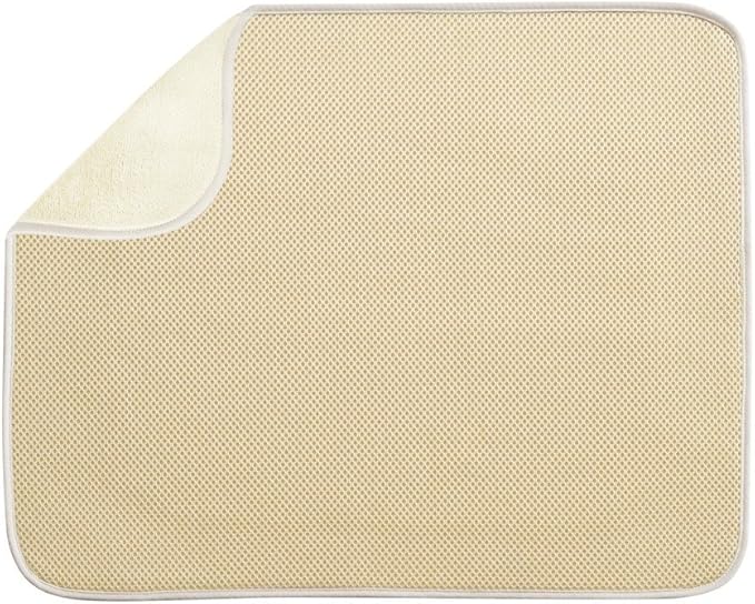InterDesign iDry Large Kitchen Countertop Absorbent Dish Drying Mat, Wheat/Ivory