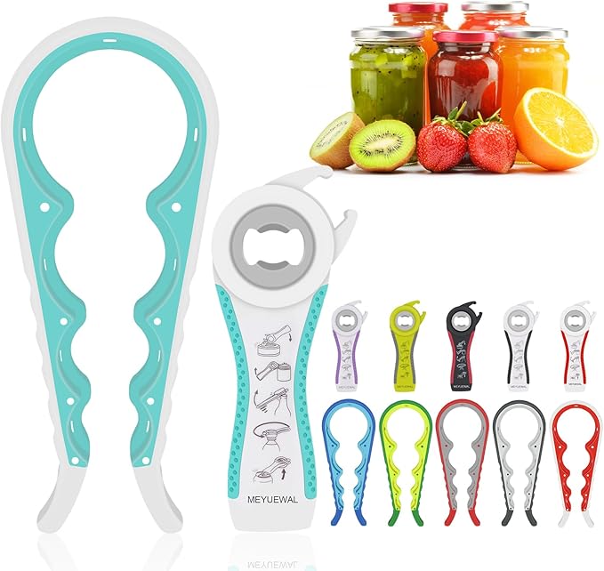 Jar Opener for Weak Hands - 5 in 1 Multi Function Can Opener Bottle Opener Kit with Silicone Handle Easy to Use for Children, Elderly and Arthritis Sufferers (White Green） by Unknown