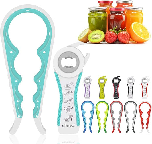 Jar Opener for Weak Hands - 5 in 1 Multi Function Can Opener Bottle Opener Kit with Silicone Handle Easy to Use for Children, Elderly and Arthritis Sufferers (White Green） by Unknown