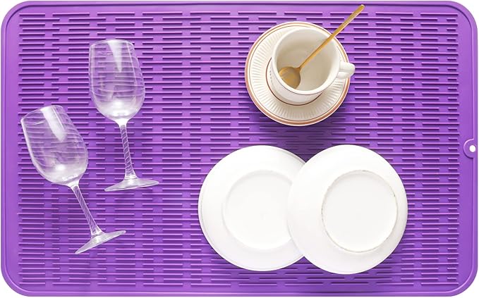 MicoYang Silicone Dish Drying Mat for Multiple Usage,Easy clean,Eco-friendly,Heat-resistant Silicone Mat for Kitchen Counter or Sink,Refrigerator or Drawer Liner Purple 3XL 28 inches x 18 inches - Image 6