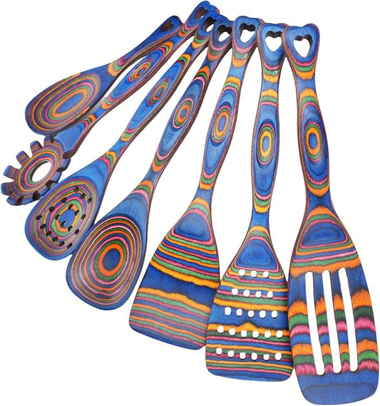 Gudamaye Pakkawood Wooden Cooking Utensils Set 7-Piece-Wooden Spoons for cooking, Wooden Utensil set with Ergonomic Non-Slip Handles, Heat-Resistant & Stylish Cooking Spoons, Non-Stick Spoon by Gudamaye-WoodenUtensilsSets