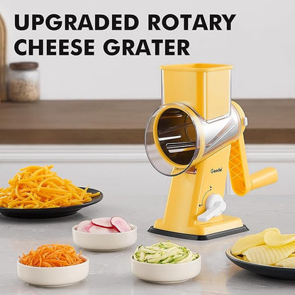 Geedel Rotary Cheese Grater - Upgraded Vegetable Shredder with 4 Interchangeable Blades, Easy to Clean Cheese Shredder with Handle, Kitchen Grater Nuts Grinder for Cutting Cheese, Vegetable, Nuts - Image 7
