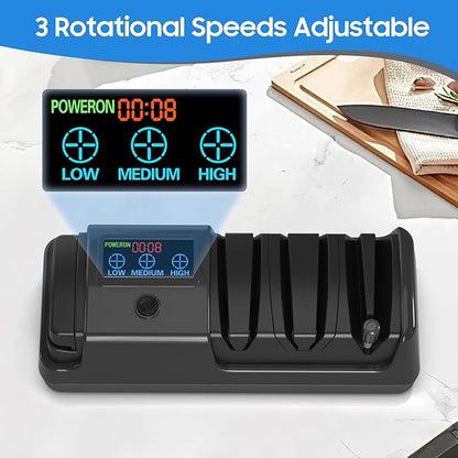 5-in-1 Electric Knife Sharpener for Kitchen Knives, with 100% Diamond Abrasives, 3 Adjustable Speeds, Quickly Sharpening for Straight/Serrated/Kitchen Knives, Scissors - Image 6