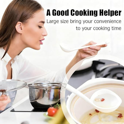 Large Plastic Serving Spoons,Disposable Heavy Duty Serving Spoons,Long Handle Scoop Soup Rice Ladle for Party Catering Buffet Restaurant,20 Pieces,White - Image 4