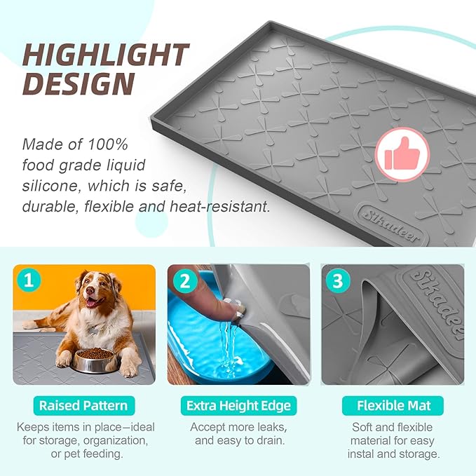 SIKADEER 22" x 22" Under Sink Mat Waterproof, Silicone Mat Kitchen Drawer Shelf and Cabinet Liner, Sink Protector for Kitchen Organizers and Storage, Boot Tray Pet Food Mats - Image 2