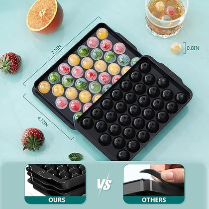 Optish Ice Cube Tray with Lid and Bin, 3 Pack Ice Trays for Freezer, 99 Pcs Round Ice Cube Mold, Ices Maker Bucket with Scoop for Cocktail, Coffee, Rv Accessories, Easy to Release (0.8 inch, Black) - Image 3