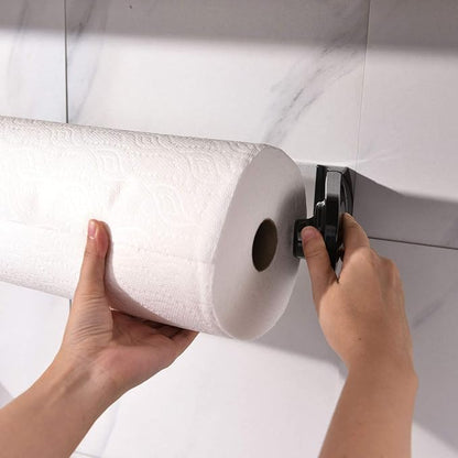 simpletome ONE Hand Tear Paper Towel Holder Under Cabinet Adhesive or Drilling Installation Aluminum Alloy + ABS (Black) - Image 8