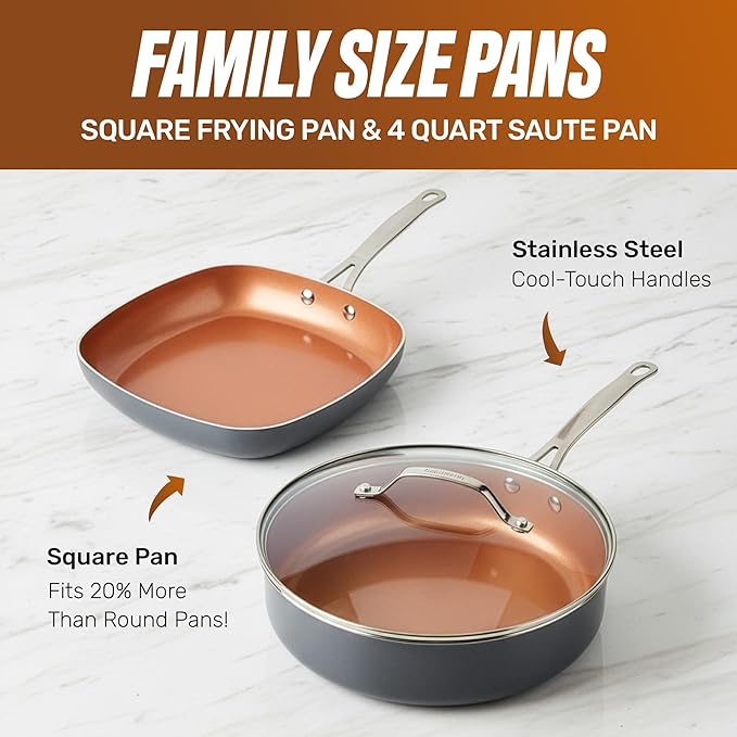 GOTHAM STEEL 20 Pc Ceramic Cookware Set, Copper Pots and Pans Set Non Stick with Bakeware, Cooking Utensils, and Steamer, Oven and Dishwasher Safe - Image 5