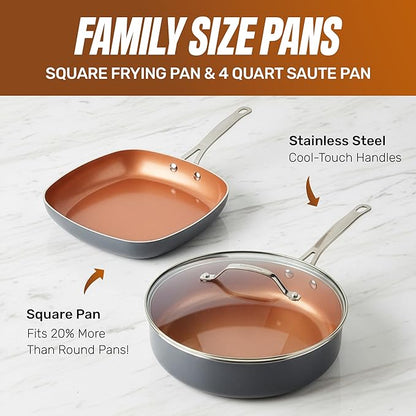 GOTHAM STEEL 20 Pc Ceramic Cookware Set, Copper Pots and Pans Set Non Stick with Bakeware, Cooking Utensils, and Steamer, Oven and Dishwasher Safe - Image 5