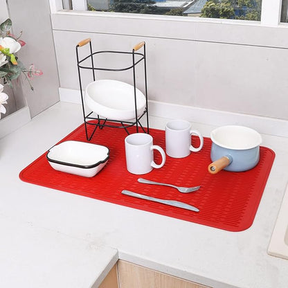MicoYang Silicone Dish Drying Mat for Multiple Usage,Easy clean,Eco-friendly,Heat-resistant Silicone Mat for Kitchen Counter or Sink,Refrigerator or Drawer Liner Red 3XL 28 inches x 18 inches - Image 5