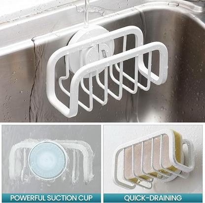 TAILI Sponge Holder for Kitchen Sink with Strong Suction Cup, Rustproof Aluminum Sink Caddy for Sponges, Removable Sponge Holder, Dish Brush for Scraper - Gold - Image 5