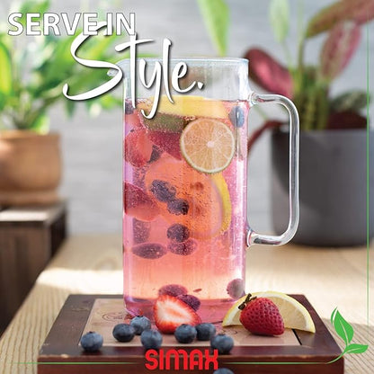 Simax Glass Pitcher, 32 Ounce (1 Quart) Borosilicate Glass, Hot and Cold Safe Iced Tea Pitchers for Drinks, Made in Europe Glass Water Pitcher, Cocktail Jug, Lemonade, Sangria - Image 6