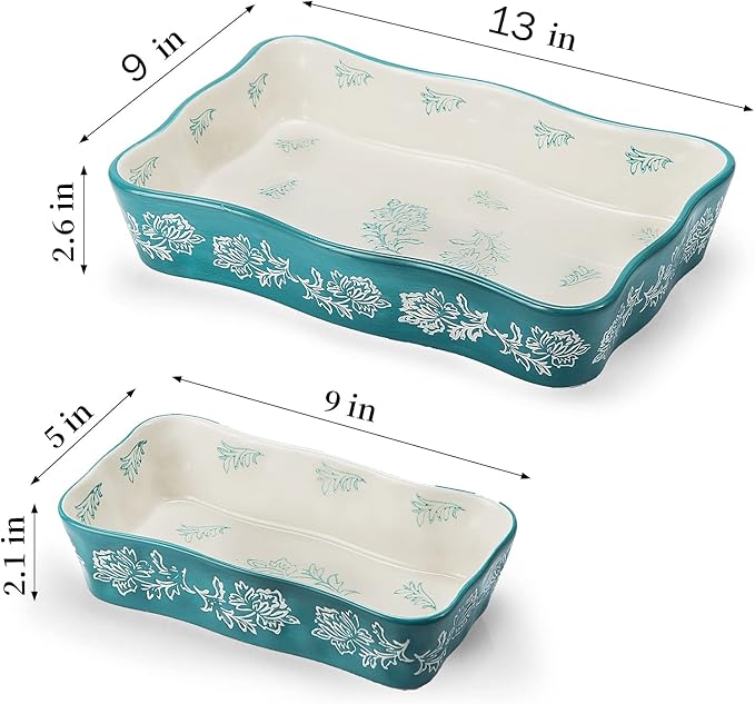 Baking Dish Casserole Dish Ceramic Lasagna Pan 2-Pcs Bakeware Sets Baking Dishes Baking Set Baking Dish Set - Image 2