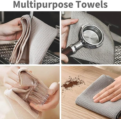 Barista Towel, Microfiber Cleaning Cloths, Espresso Machine Accessories for Coffee Bar, Steam Wand, Countertop, Milk Frother, Coffee Bar Accessories, 12”x12”, 6 Pack, Grey - Image 5