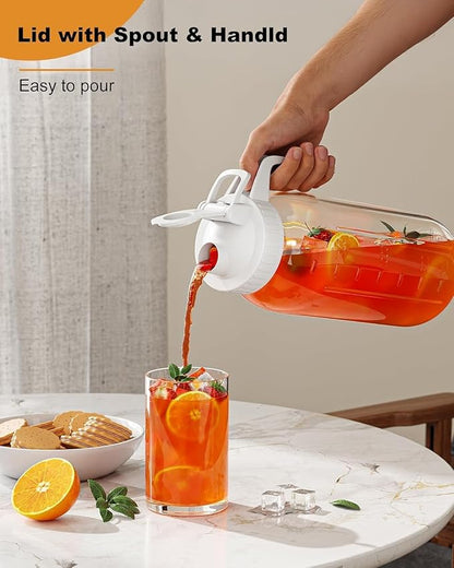 64oz Glass Pitcher, 2 Quart Mason Jar Pitcher with Lid and Spout | Wide Mouth | Airtight | Leakproof | Glass Water Jug for Juice, Sun Iced Tea, Cold Brew Coffee, Milk Storage, White - Image 3
