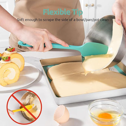 U-Taste Silicone Spatula Set with 600 Degrees Fahrenheit Heat Resistant (Teal/Aqua Sky) - Image 4