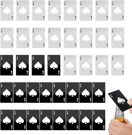 40Pcs Ace of Spades Bottle Openers, Poker Card Bottle Openers Portable Stainless Steel Can Opener Credit Card Size Beer Bottles Can Cap Opener for Wallet Pocket Wedding Party Good Gift