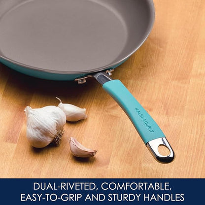 Rachael Ray Cucina Nonstick Cookware Pots and Pans Set, 12 Piece, Agave Blue - Image 5