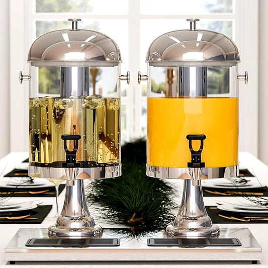 Beverage Dispensers, 4.4 Gallon/16-L Commercial Beverage Dispenser Cold Drink Dispenser Stainless Steel Drink Dispensers with Centre Ice Core and Stand Drip Trays for Parties Pub Cafeteria by GOOFCXO