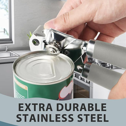 Safring Can Opener Manual, Heavy Duty Handheld Strong Can Opener with Soft Touch Handle, Sharp Blade Smooth Edge, Can Openers with Multifunctional Bottle Opener, Gray - Image 4