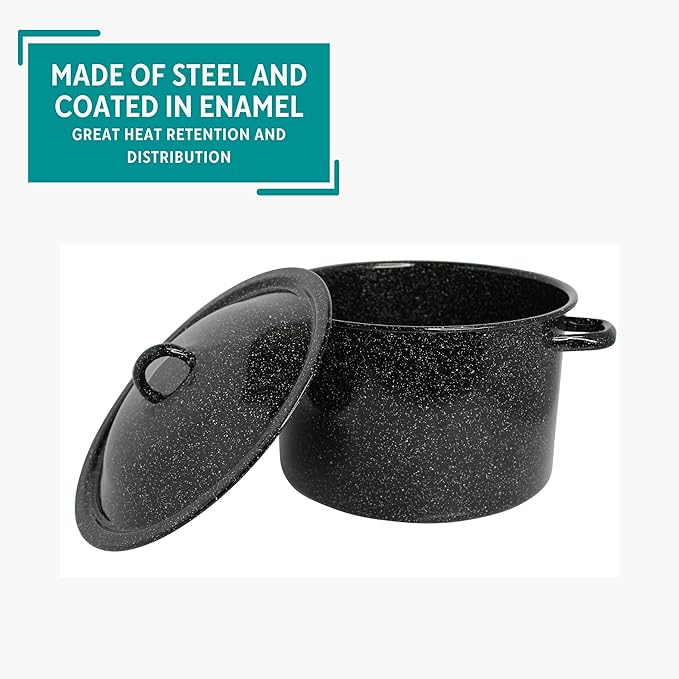 MIRRO 7.75qt Enamel Stock Pot, Black - Image 3