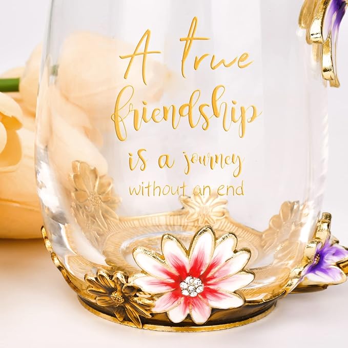 OEAGO Friendship Gifts for Women Best Tea Cup Friend Gifts for Women Flower Coffee Mug Christmas Birthday Gifts for Female Coworker - Image 3