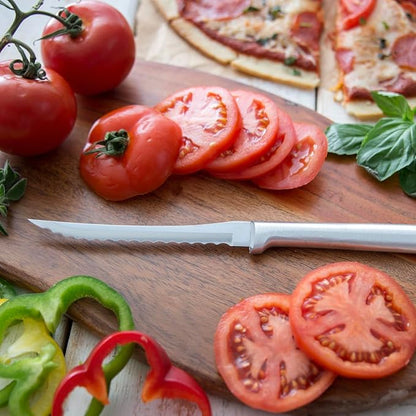 Rada Cutlery Tomato Slicer Knife (R126), 5" Stainless Steel Serrated Blade, Silver Handle, Pack of 2