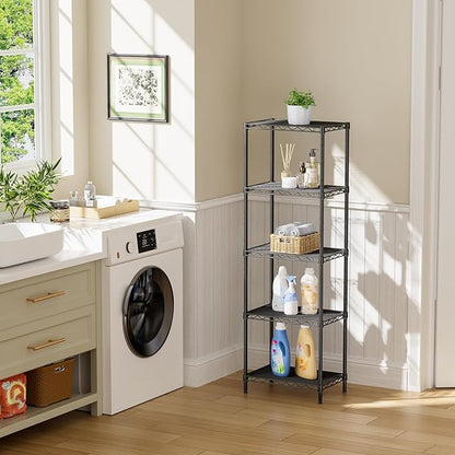 SINGAYE Metal Shelves Wire Shelving：Storage Rack Standing Units Shelf for Kitchen Laundry Bathroom Closet Organizers Pantry Narrow Mesh Adjustable 10" D x 16" W x 55" H Black - Image 8