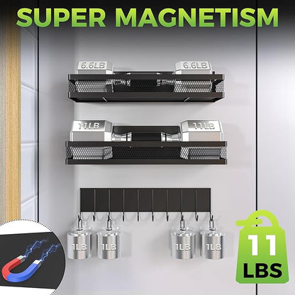 3 Pack Strong Magnetic Spice Rack for Refrigerator on Oven, Movable Kitchen Organizers and Storage for Spices Shelf, Wall Mounted Spice Rack Metal Fridge Shelf for Kitchen in Black