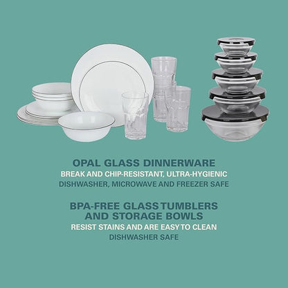 Gibson Home 74 Piece Kitchen in a Box Pots and Pans Cookware, Plates and Bowls Dinnerware, Cutlery Knife Block, Flatware Utensils, Tools & Gadgets, Storage, Glasses Set - Image 8