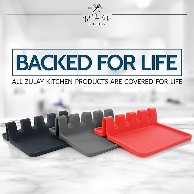 Zulay Kitchen Silicone Utensil Rest with Drip Pad for Multiple Utensils - BPA-Free, Heat-Resistant Spoon Rest & Spoon Holder for Stove Top - Kitchen Utensil Holder for Ladles & Tongs - Honeysuckle - Image 7
