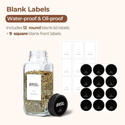 ComSaf Large Spice Jars, 6Pcs 8 oz glass spice bottle with lids, Empty Spice Containers and Square Spice Bottles, Trial Set & Supplement Set for Kitchen and Seasoning - Image 2