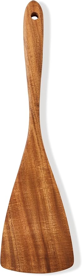 Jilla-hla Wooden Spatula Nonstick Turner Acacia Wood, Long Handle Flat Frying Spatulas Handmade for Kitchen Gifts, Ideal Cookware Utensils for Cooking Eggs, Fish, Pancakes by Jilla-hla