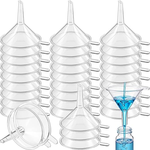 Hoolerry 100 Pcs Small Funnel for Filling Small Bottles Clear Plastic Mini Funnels for Lab Bottles Essential Oils Sand Art Bottle Skin Products Perfumes Spices (2.16'') by Hoolerry
