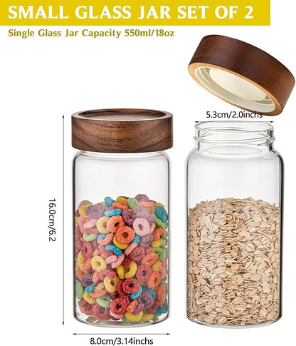 18 OZ Glass Coffee Jars with Top Screw Lid Ground Sugar Spice Herb Container Clear Glass Jar Round Food Storage Canister for Pantry Tea Coffee Bean Spice Cookies Salts (2×550ml(18oz)) - Image 2