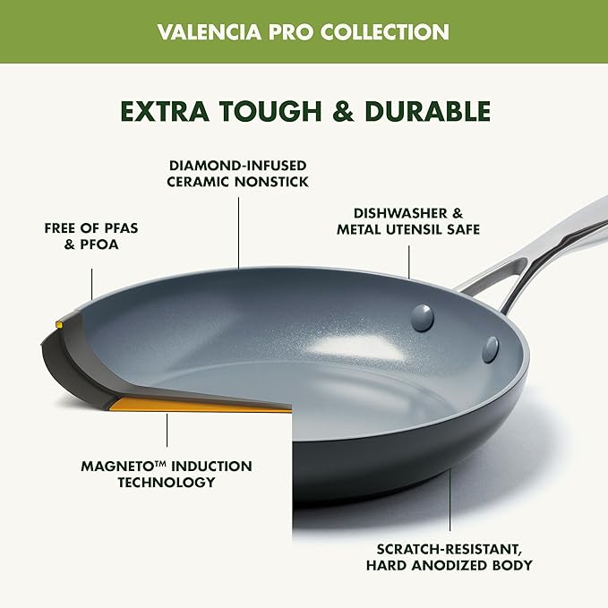 GreenPan Valencia Pro Hard Anodized Healthy Ceramic Nonstick 5QT Stock Pot with Lid, PFAS-Free, Induction, Dishwasher Safe, Oven Safe, Gray - Image 4