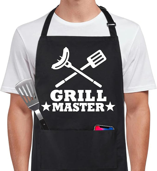 Xornis 100% Cotton Funny Apron for Men Women Adjustable Bib Aprons with 2 Pockets Grill Kitchen Cooking BBQ One Size Fits All
