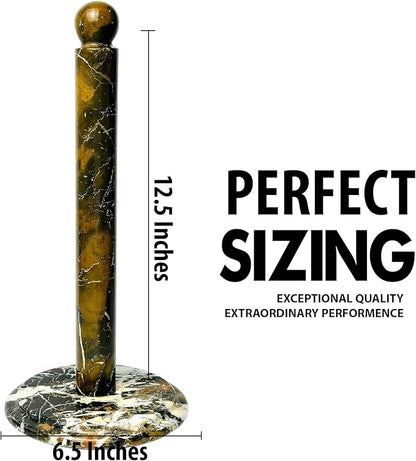 Handmade Black and Gold Marble Paper Towel Holder – Luxury Countertop Stand for Kitchen, Dining, or Bathroom – Natural Stone Decor with Golden Veining – Elegant Housewarming Gift